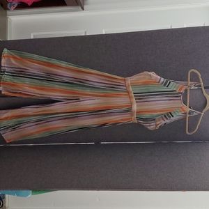 striped romper with pockets